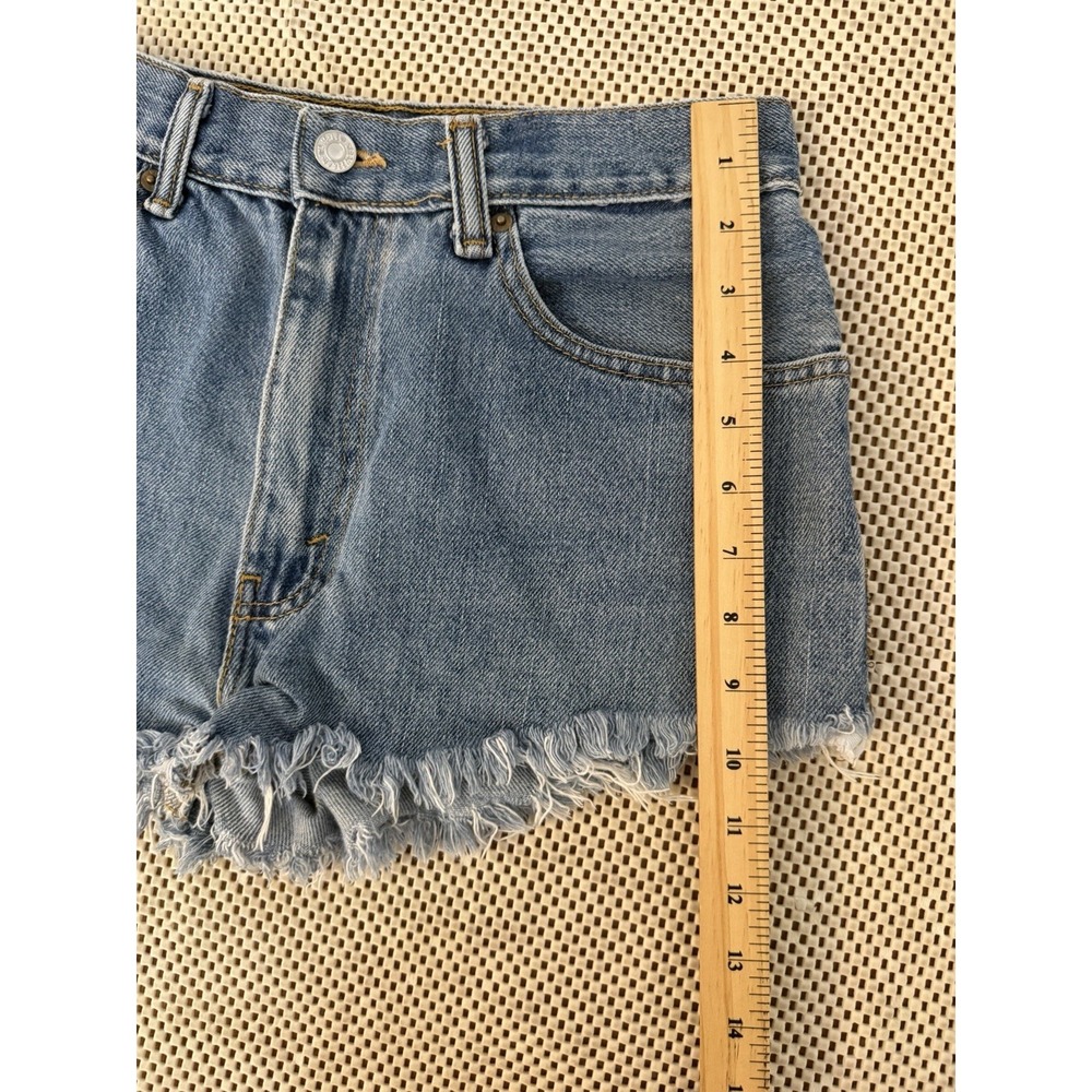VTG Levis Cutoff Jean Shorts S Cheeky Raw Hem DIY Shortie Boho Festival Beach - Picture 10 of 12